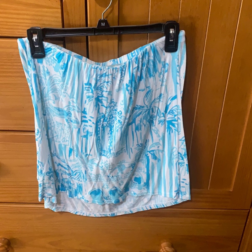Blue and white Lily Pulitzer strapless top